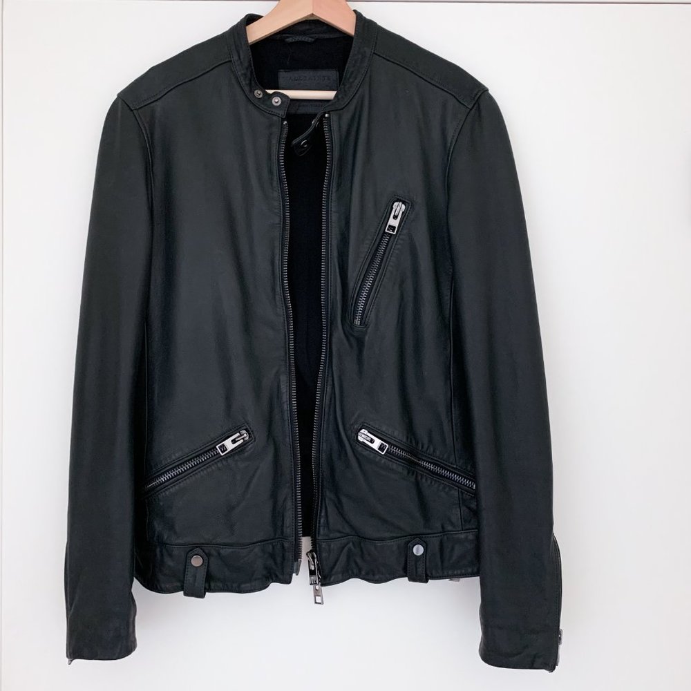 ALL SAINTS Tide Men's Leather Biker Jacket -  Small